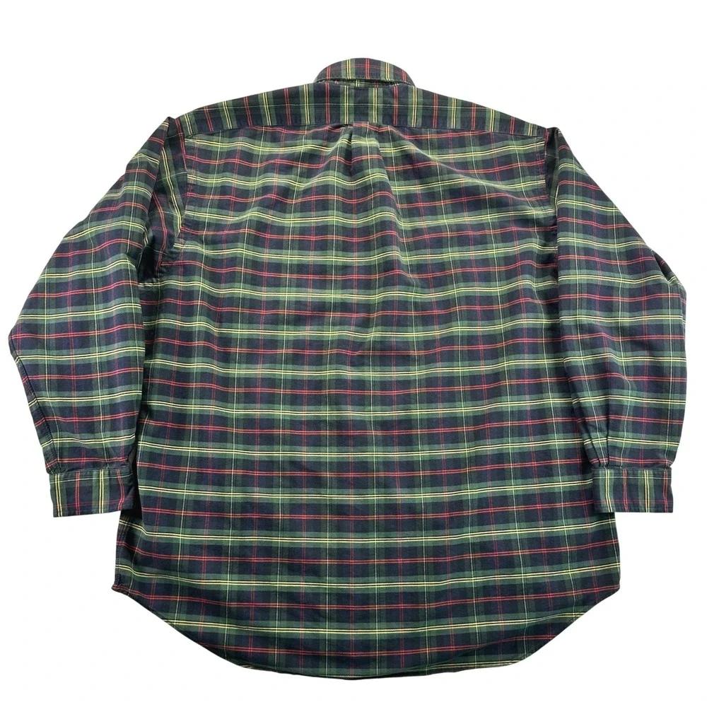VTG Ralph Lauren The Big Shirt Mens Large Green Plaid Button Down Logo Crest